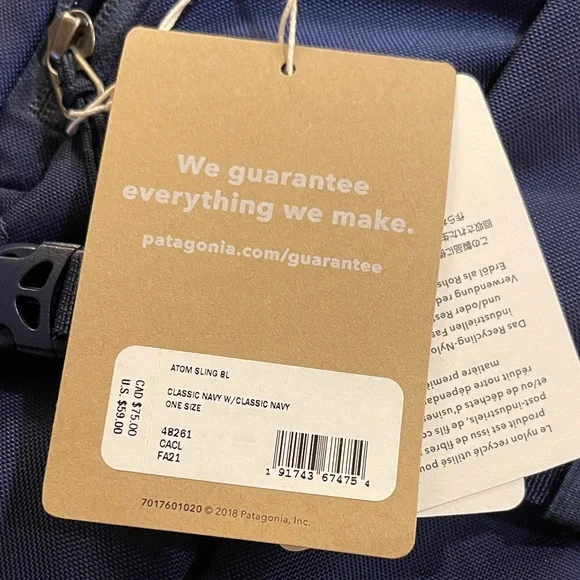 Patagonia Dark Blue Atom Sling 8L NEW with tags!! - Picture 9 of 10